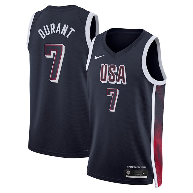 KODYSPORTS Premium Basketball Kevin Durant USA Men’s National Team 2024 Limited Edition Fan Game Jersey - Navy