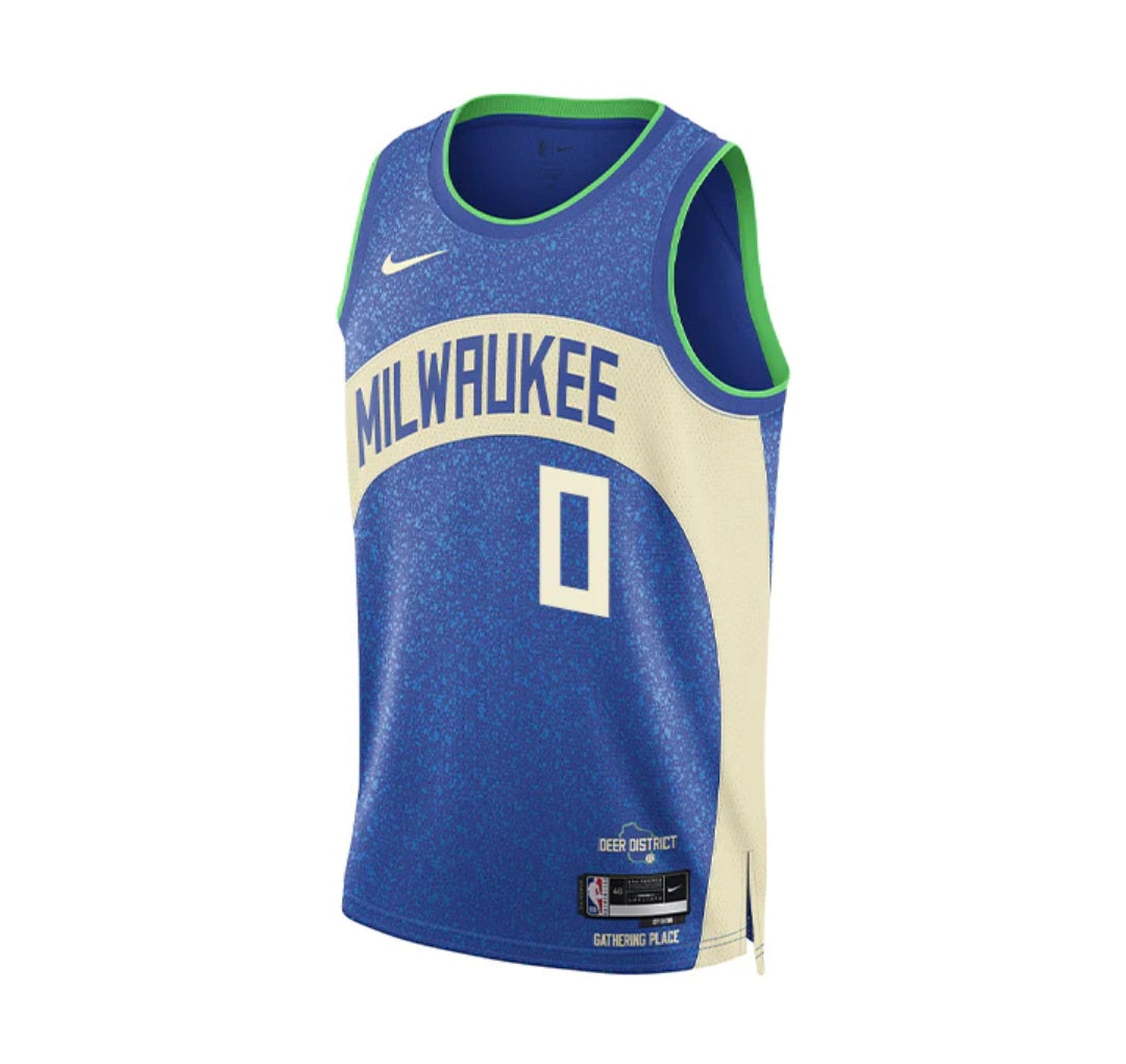 KODYSPORTS Premium Basketball Damian Lillard Milwaukee Bucks 2023-24 City Edition Fan Game Jersey