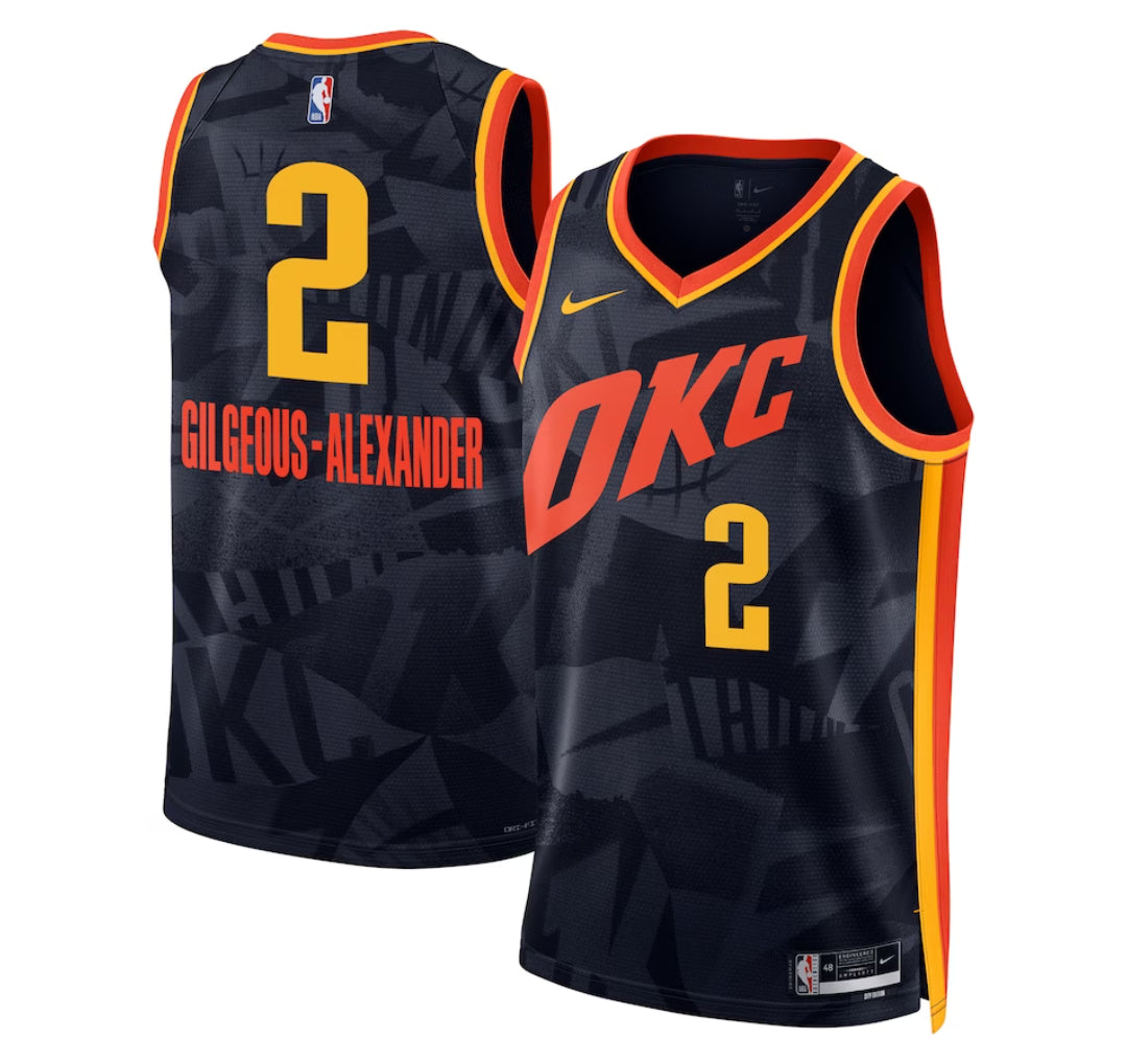 KODYSPORTS Premium Basketball Shai Gilgeous-Alexander Oklahoma City Thunder 2023-24 City Edition Fan Game Jersey