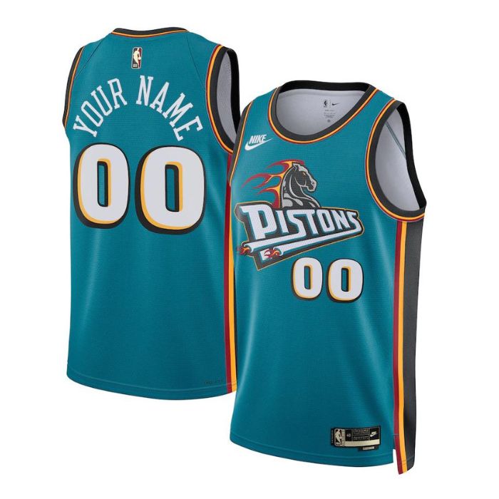 KODYSPORTS Premium Basketball Detroit Pistons Unisex 2023/24 Custom Swingman Pro Custom Jersey - Classic Edition - Teal