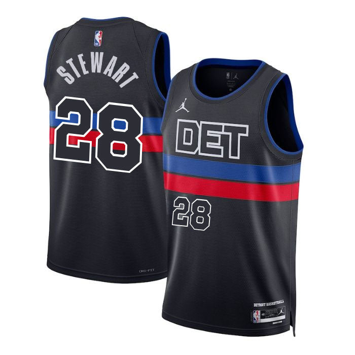 KODYSPORTS Premium Basketball Isaiah Stewart #28 Detroit Pistons Statement Edition Fan Support Team Jersey - Black
