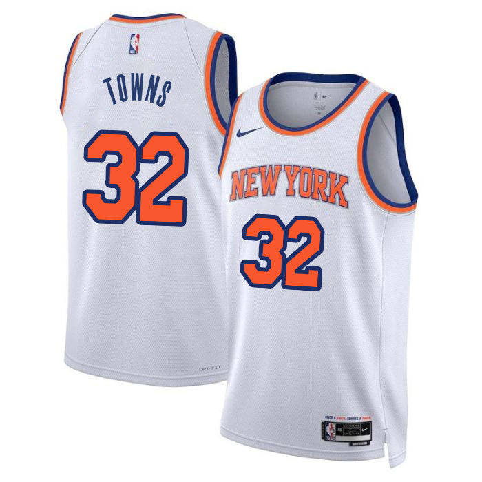 KODYSPORTS Premium Basketball Karl-Anthony Towns New York Knicks 2024 Association Edition Fan Support Team Jersey - White
