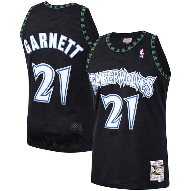 KODYSPORTS Premium Basketball Kevin Garnett Minnesota Timberwolves Hardwood Classics Edition Fan Support Team Jersey - Black