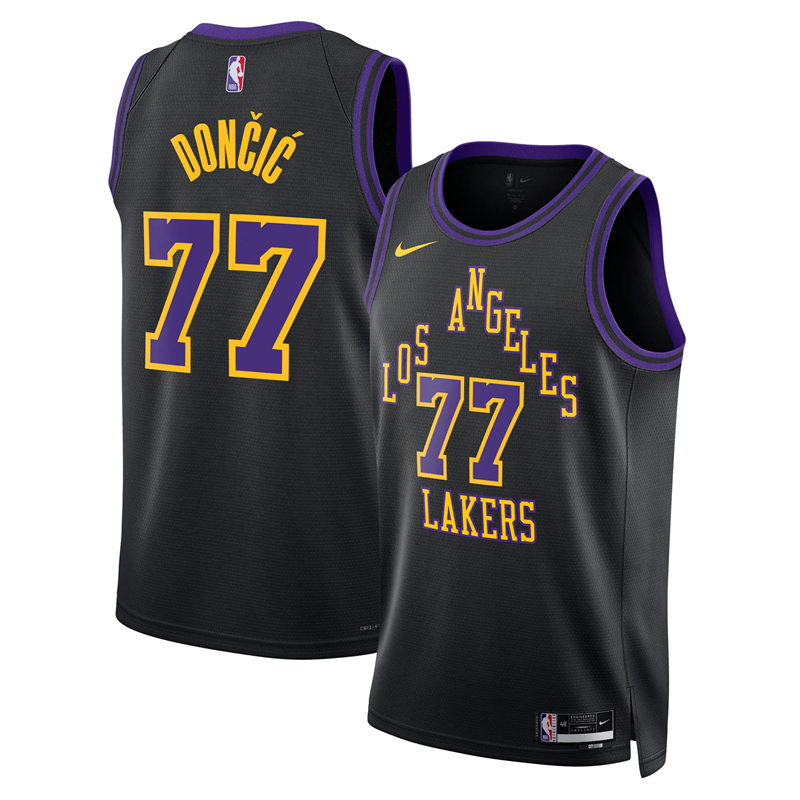 KODYSPORTS Premium Basketball Luka Doncic #77 Los Angeles Lakers City Edition 2025-26 Fan Support Team Jersey - Black