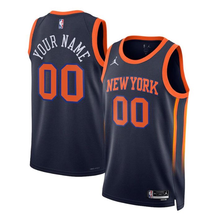 KODYSPORTS Premium Basketball New York Knicks Unisex 2023/24 Swingman Custom Jersey - Statement Edition - Navy