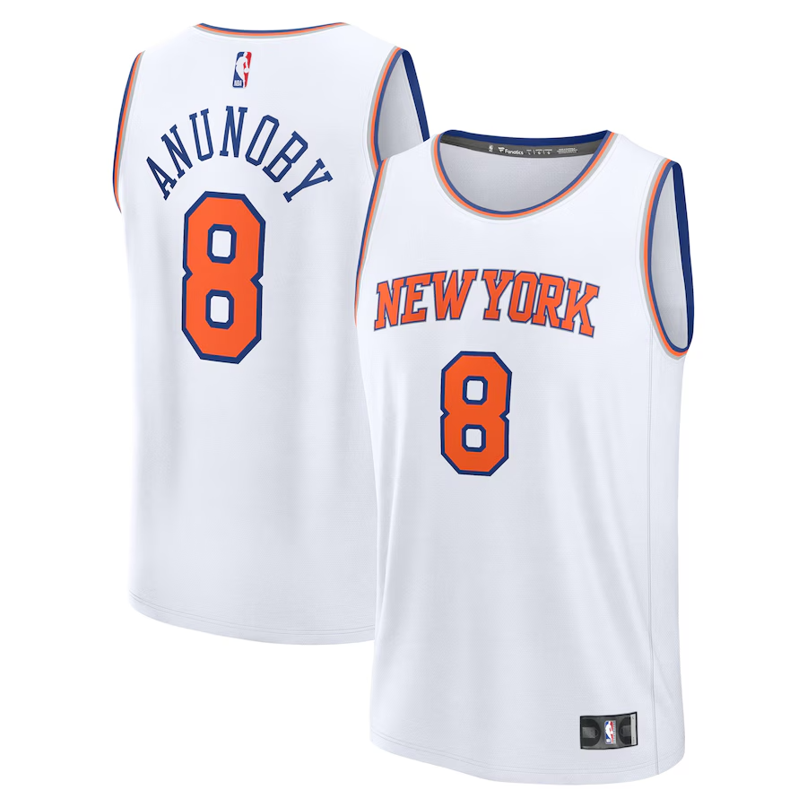 KODYSPORTS Premium Basketball OG Anunoby New York Knicks 2024 Association Edition Fan Game Jersey - White
