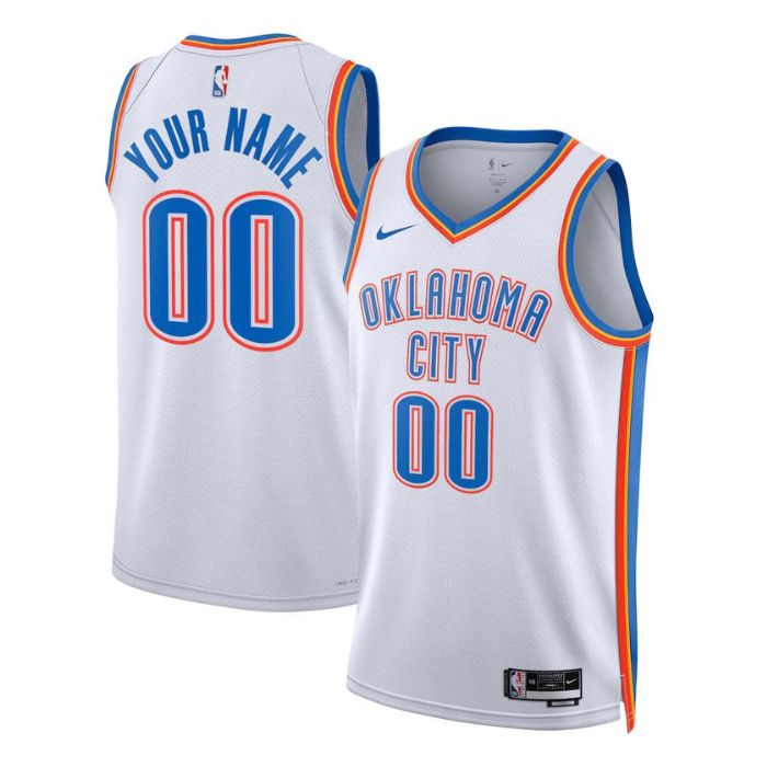 KODYSPORTS Premium Basketball Oklahoma City Thunder Unisex 2023/24 Swingman Custom Jersey White - Association Edition