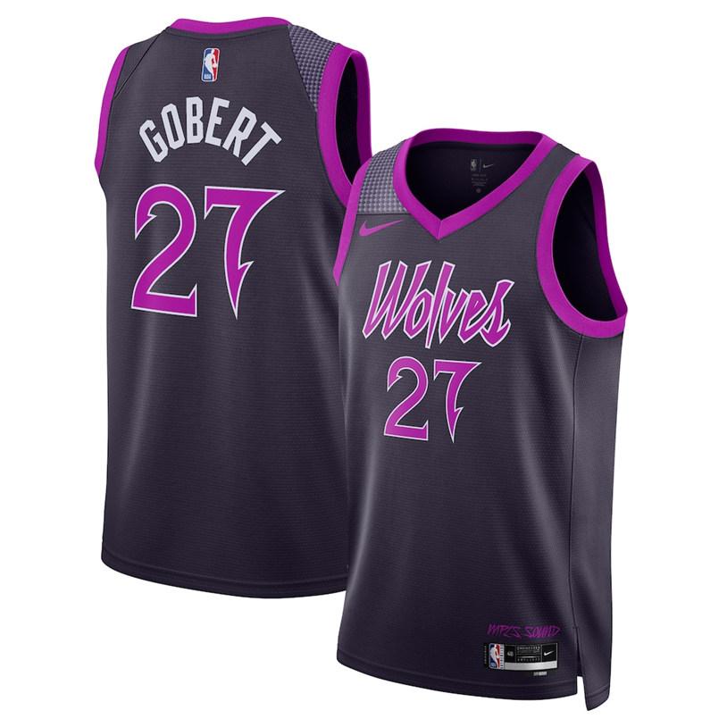 KODYSPORTS Premium Basketball Rudy Gobert #27 Minnesota Timberwolves City Edition 2025-26 Fan Support Team Jersey - Black