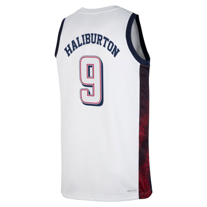 KODYSPORTS Premium Basketball Tyrese Haliburton USA Men’s National Team 2024 Match Edition Fan Game Team Jersey - White