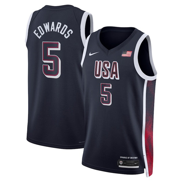 KODYSPORTS Premium Basketball Anthony Edwards USA Men’s National Team 2024 Match Edition Fan Game Jersey