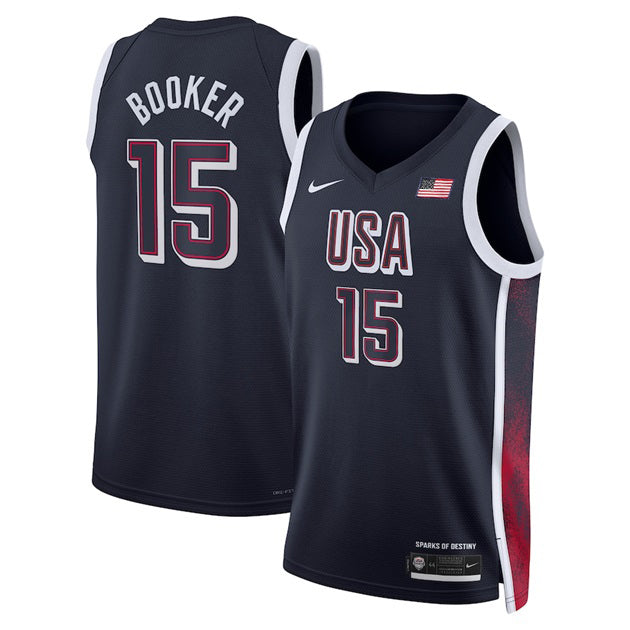 KODYSPORTS Premium Basketball Devin Booker USA Men’s National Team 2024 Match Edition Fan Game Jersey - Navy