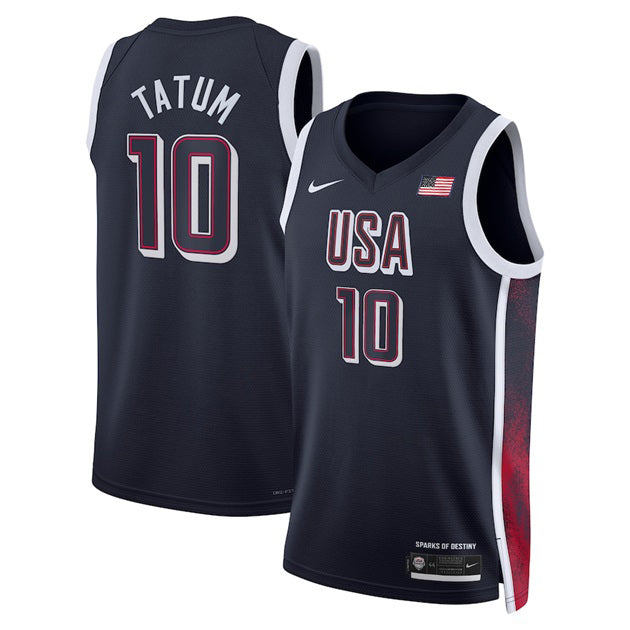 KODYSPORTS Premium Basketball Jayson Tatum USA Men’s National Team 2024 Match Edition Fan Game Jersey - Navy