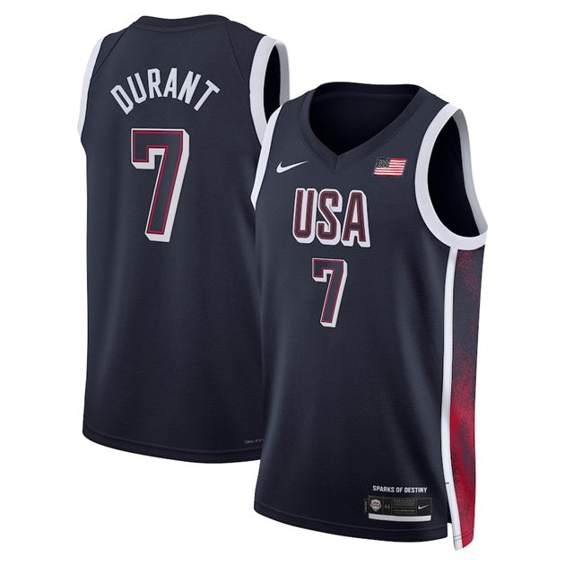 KODYSPORTS Premium Basketball Kevin Durant USA Men’s National Team 2024 Match Edition Fan Game Jersey - Navy