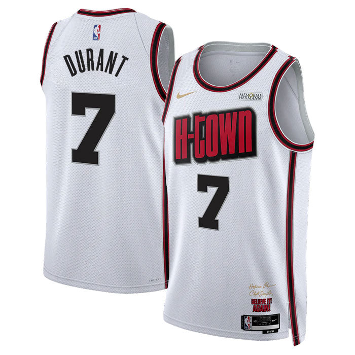 KODYSPORTS Premium Basketball Kevin Durant 7 Houston Rockets City Edition Fan Support Team Jersey – White