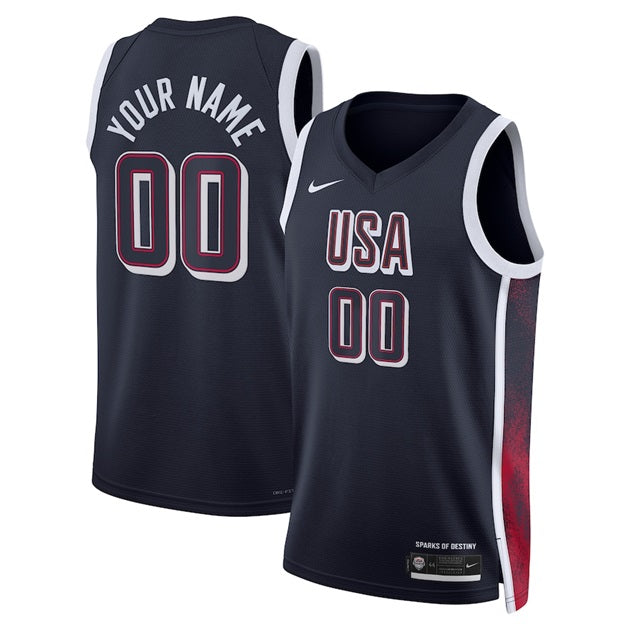 DUNK Sports High Quality Customize USA Basketball Men’s National Team 2024 Limited Edition Fan Game Jersey - Navy