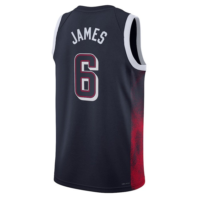 KODYSPORTS Premium Basketball LeBron James USA Men’s National Team 2024 Limited Edition Fan Game Jersey - Navy