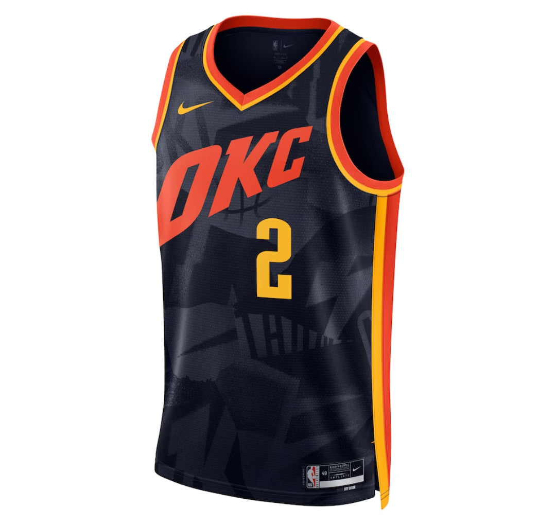 KODYSPORTS Premium Basketball Shai Gilgeous-Alexander Oklahoma City Thunder 2023-24 City Edition Fan Game Jersey