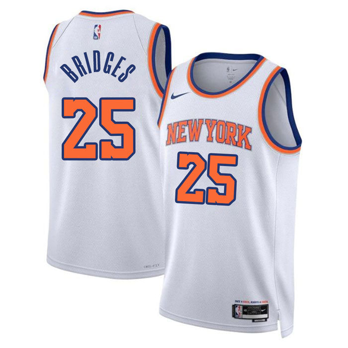 KODYSPORTS Premium Basketball 25 Mikal Bridges New York Knicks 2024 Association Edition Fan Support Team Jersey - White