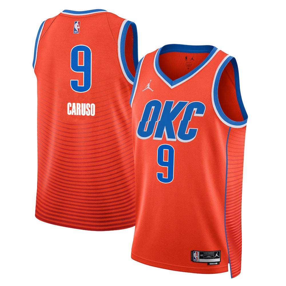 KODYSPORTS Premium Basketball Alex Caruso 9 Oklahoma City Thunder 2024 Statement Edition Fan Support Team Jersey - Orange