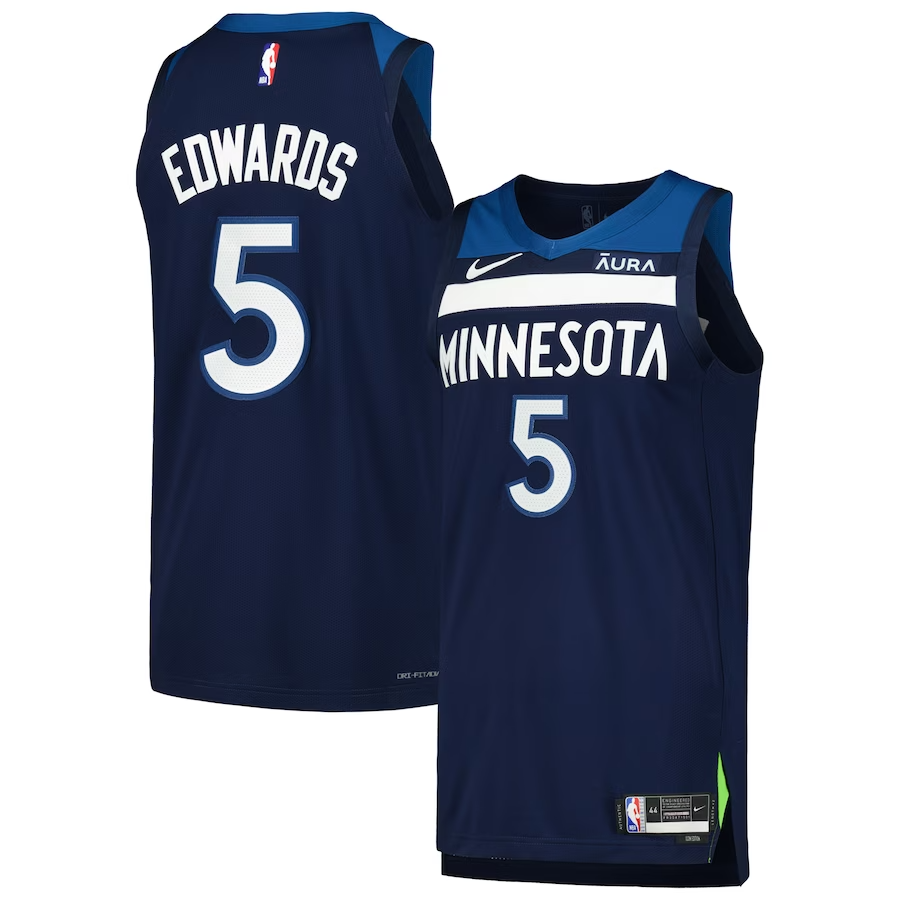 KODYSPORTS Premium Basketball Anthony Edwards Minnesota Timberwolves 2023-24 Icon Edition Fan Support Team Jersey- Navy