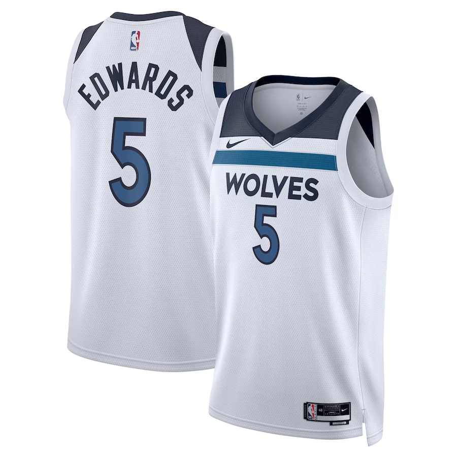 KODYSPORTS Premium Basketball Anthony Edwards Minnesota Timberwolves 2024 Association Edition Swingman Fan Game Jersey- White