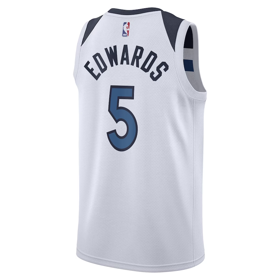 KODYSPORTS Premium Basketball Anthony Edwards Minnesota Timberwolves 2024 Association Edition Swingman Fan Game Jersey- White
