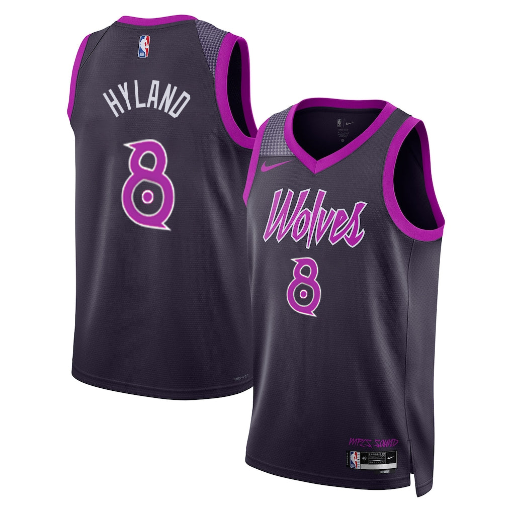 KODYSPORTS Premium Basketball Bones Hyland #8 Minnesota Timberwolves City Edition 2025-26 Fan Support Team Jersey - Black