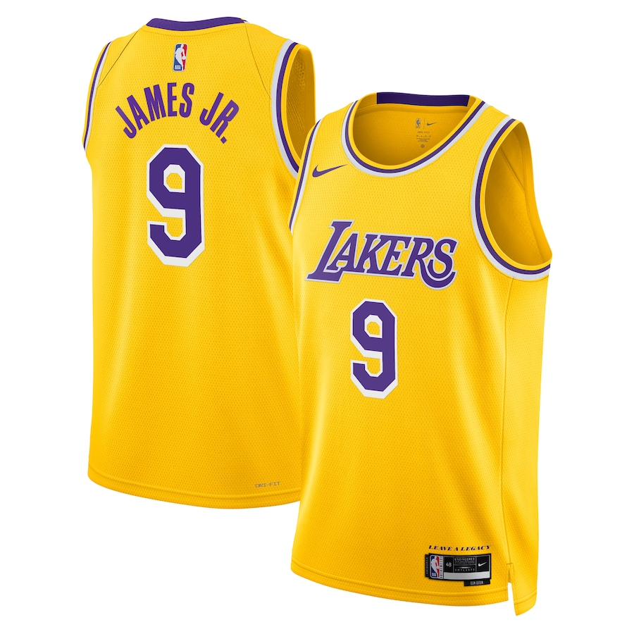 KODYSPORTS Premium Basketball Bronny James Jr. Los Angeles Lakers 2024 Icon Edition Fan Support Team - Gold
