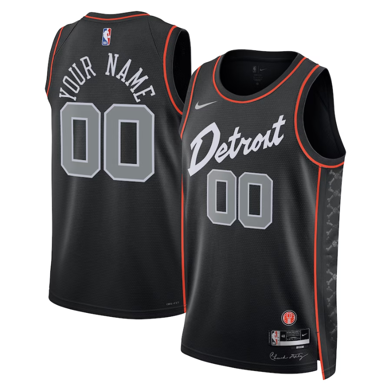 KODYSPORTS Premium Basketball Detroit Pistons Unisex 2023/24 Custom Swingman Jersey - Black - City Edition