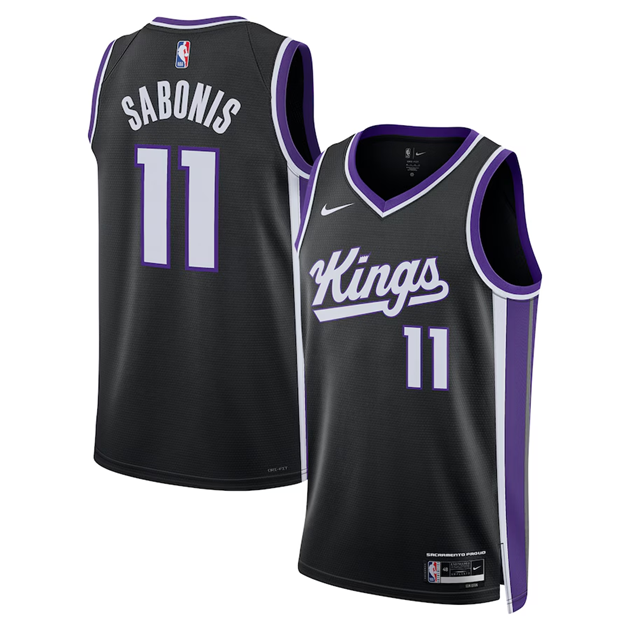 KODYSPORTS Premium Basketball Domantas Sabonis 11 Sacramento Kings 2024 Icon Edition Fan Support Team Jersey - Black