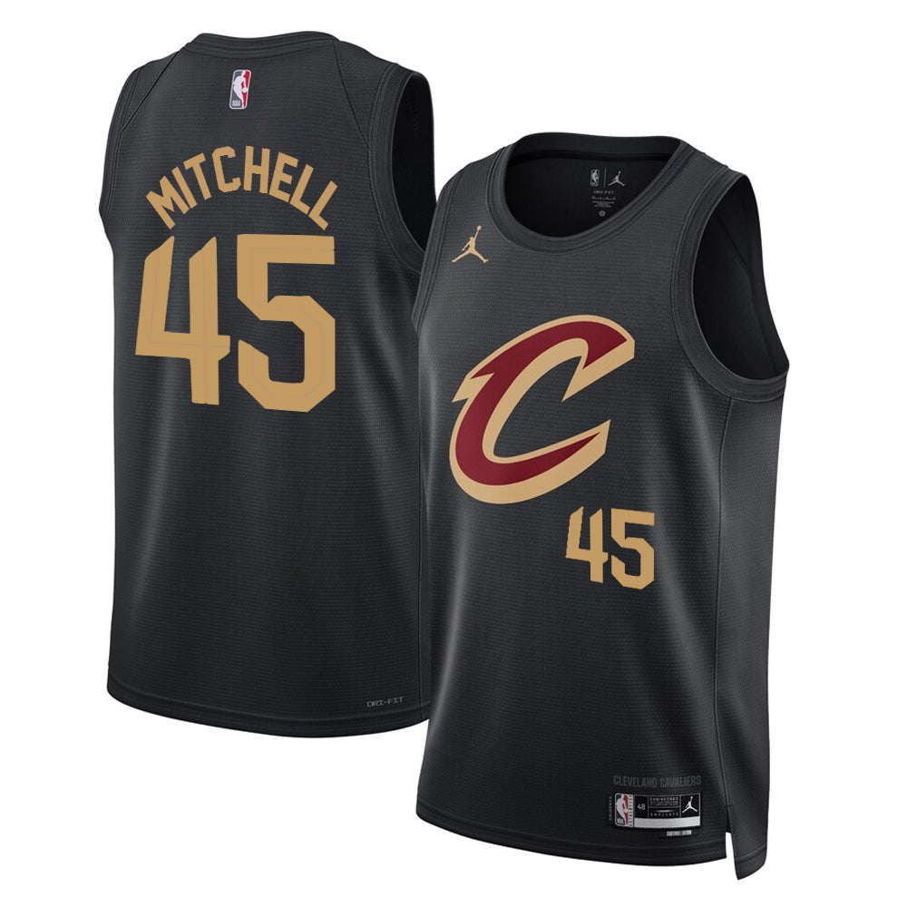 KODYSPORTS Premium Basketball Donovan Mitchell 45 Cleveland Cavaliers 2024 Statement Edition Fan Support Team Jersey - Black