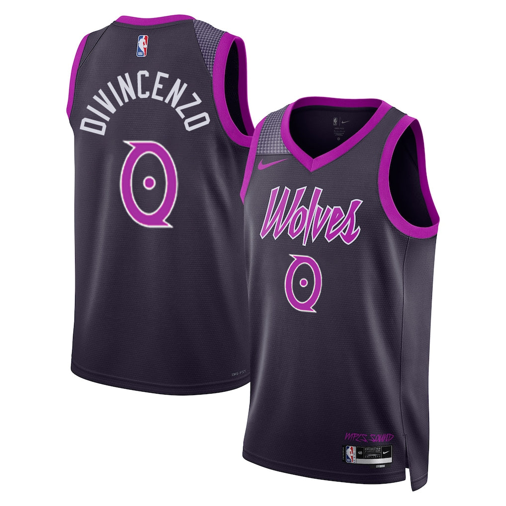 KODYSPORTS Premium Basketball Donte DiVincenzo #0 Minnesota Timberwolves City Edition 2025-26 Fan Support Team Jersey - Black