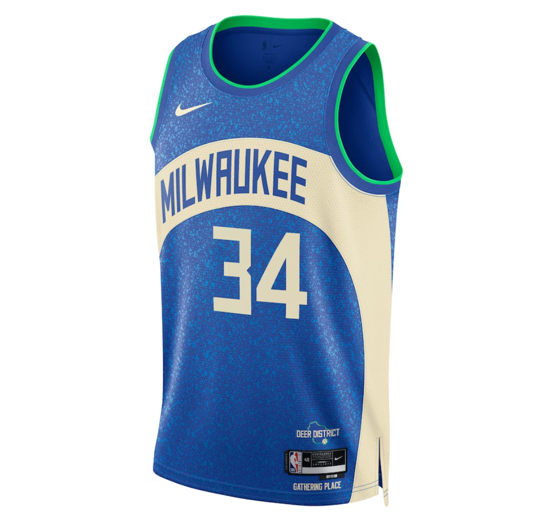 KODYSPORTS Premium Basketball Giannis Antetokounmpo Milwaukee Bucks 2024 City Edition Fan Support Team Jersey