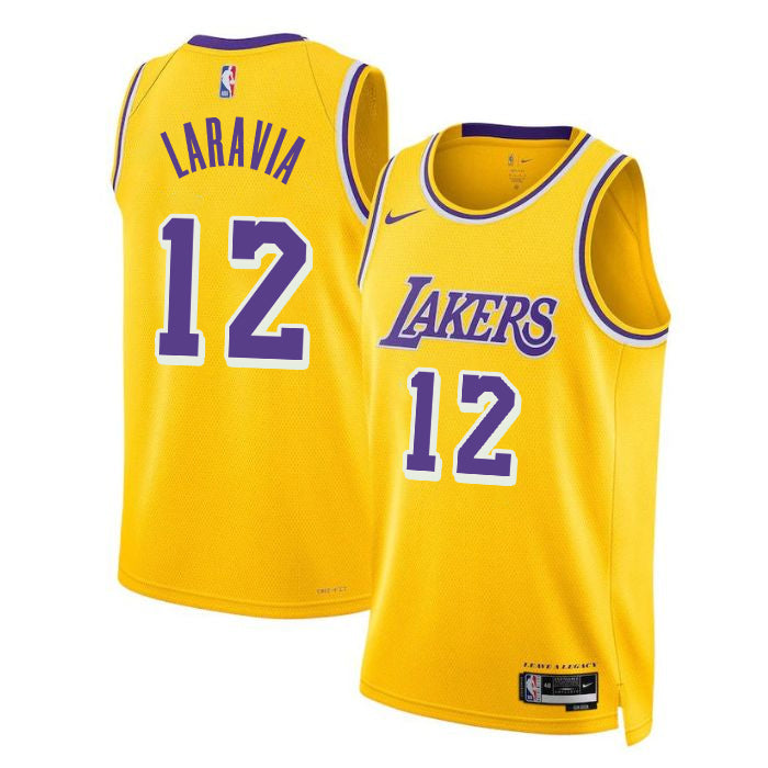 KODYSPORTS Premium Basketball Jake LaRavia #12 Los Angeles Lakers Icon Edition Fan Support Team Jersey - Yellow