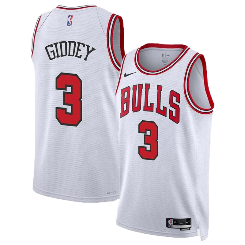 KODYSPORTS Premium Basketball Josh Giddey Chicago Bulls 2024 Association Edition Fan Support Team Jersey – White