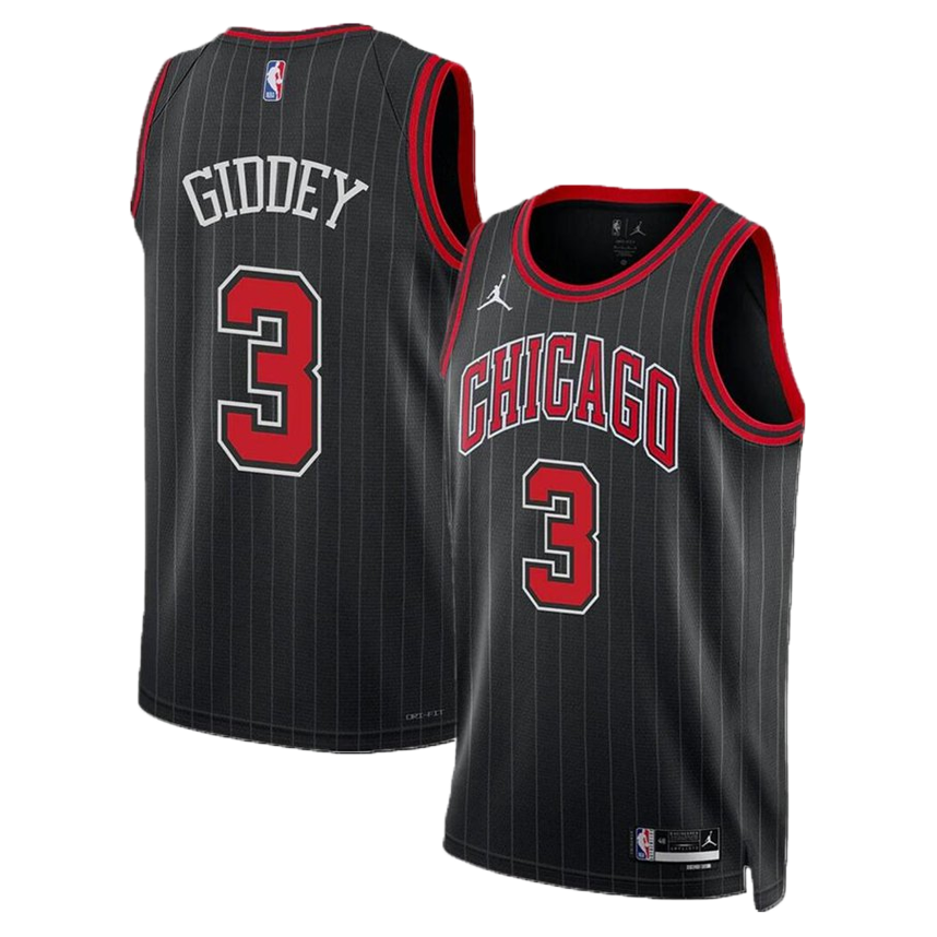 KODYSPORTS Premium Basketball Josh Giddey Chicago Bulls 2024 Statement Edition Fan Support Team Jersey – Black