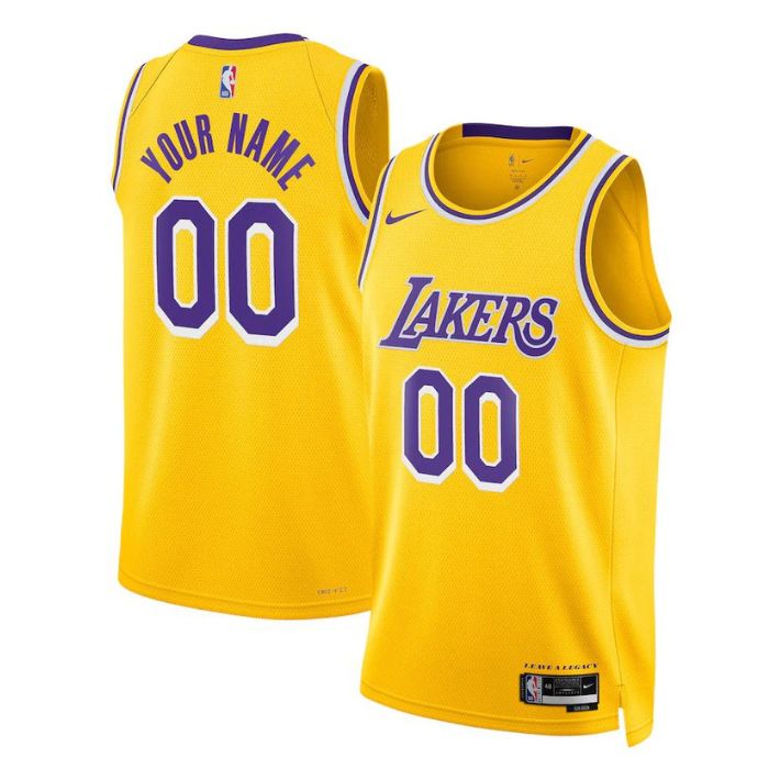 KODYSPORTS Premium Basketball Los Angeles Lakers Unisex 2023/24 Swingman Customized Jersey Gold - Icon Edition