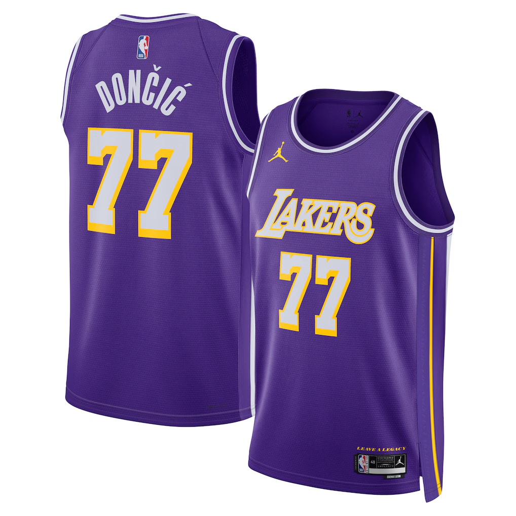KODYSPORTS Premium Basketball Luka Doncic #77 Los Angeles Lakers Statement Edition Fan Support Team Jersey - Purple
