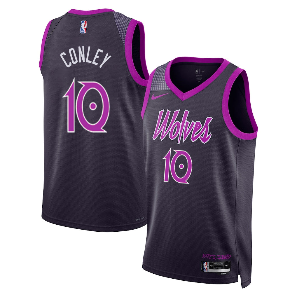 KODYSPORTS Premium Basketball Mike Conley #10 Minnesota Timberwolves City Edition 2025-26 Fan Support Team Jersey - Black