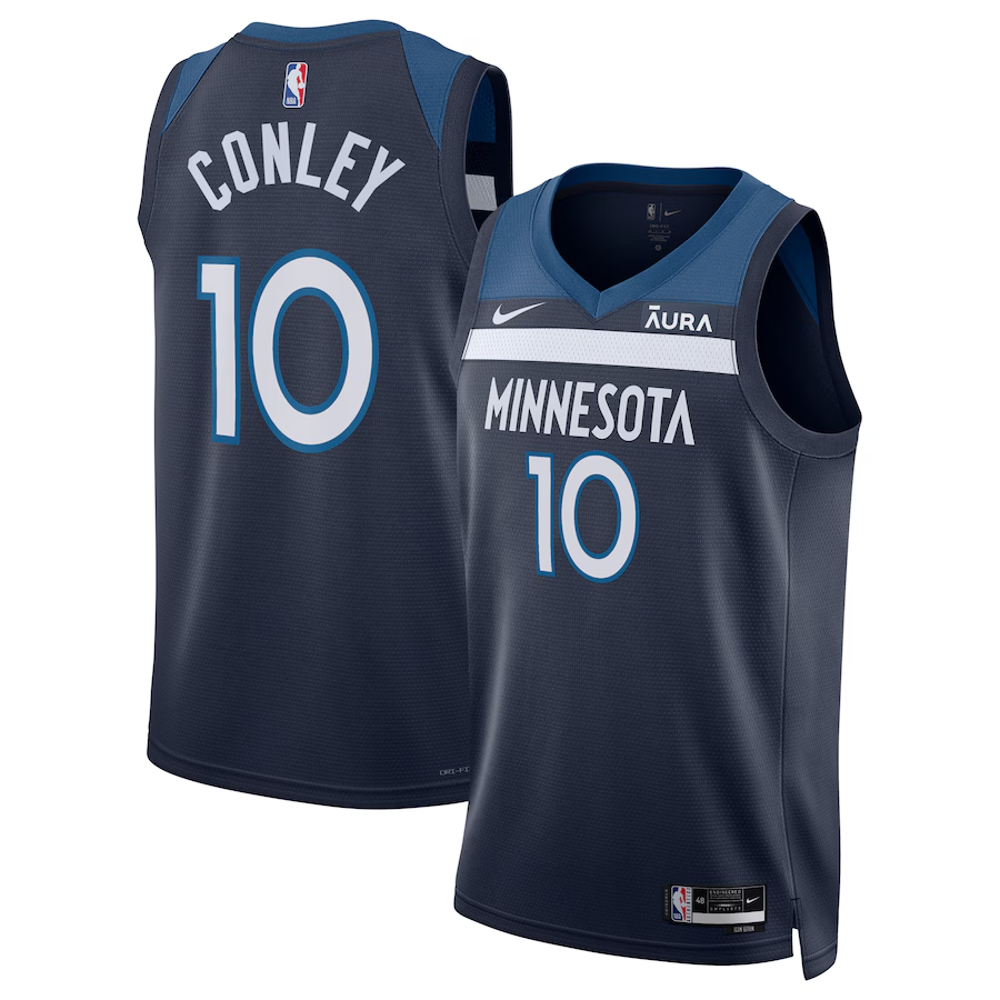 KODYSPORTS Premium Basketball Mike Conley Minnesota Timberwolves 2024 Icon Edition Fan Support Team Jersey - Navy