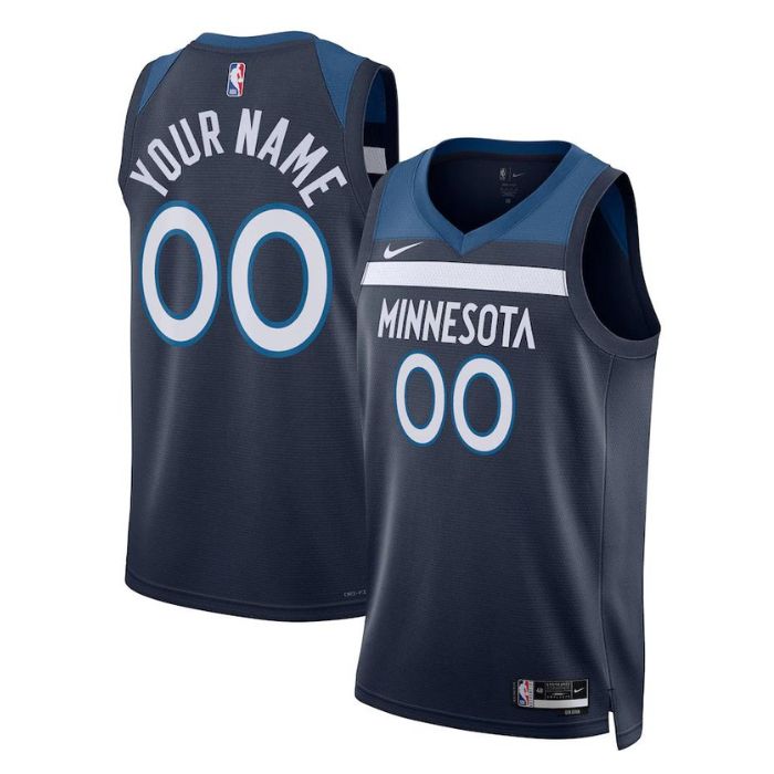 KODYSPORTS Premium Basketball Minnesota Timberwolves Unisex 2023/24 Swingman Custom Pro Jersey Navy - Icon Edition