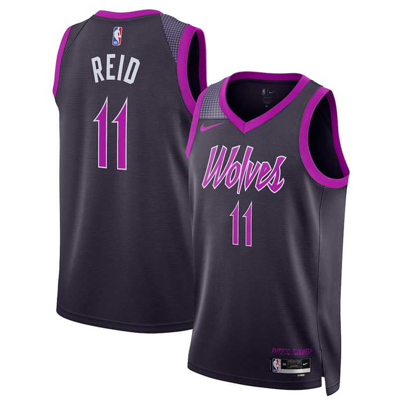 KODYSPORTS Premium Basketball Naz Reid #11 Minnesota Timberwolves City Edition 2025-26 Fan Support Team Jersey - Black