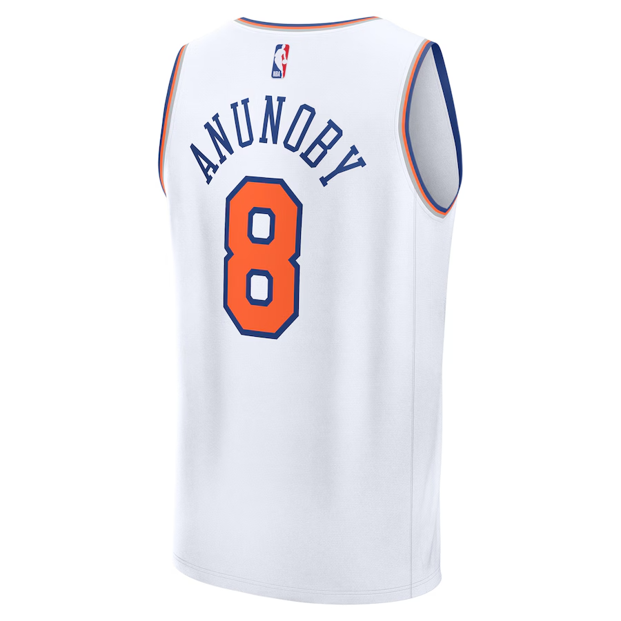 KODYSPORTS Premium Basketball OG Anunoby New York Knicks 2024 Association Edition Fan Game Jersey - White