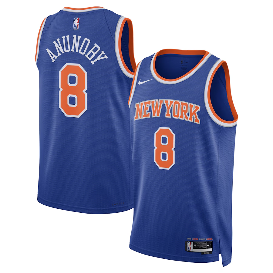 KODYSPORTS Premium Basketball OG Anunoby New York Knicks 2024 Icon Edition Fan Game Jersey