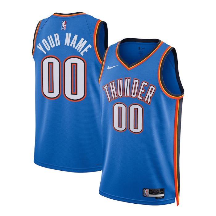 KODYSPORTS Premium Basketball Oklahoma City Thunder Unisex 2023/24 Swingman Custom Jersey Blue - Icon Edition