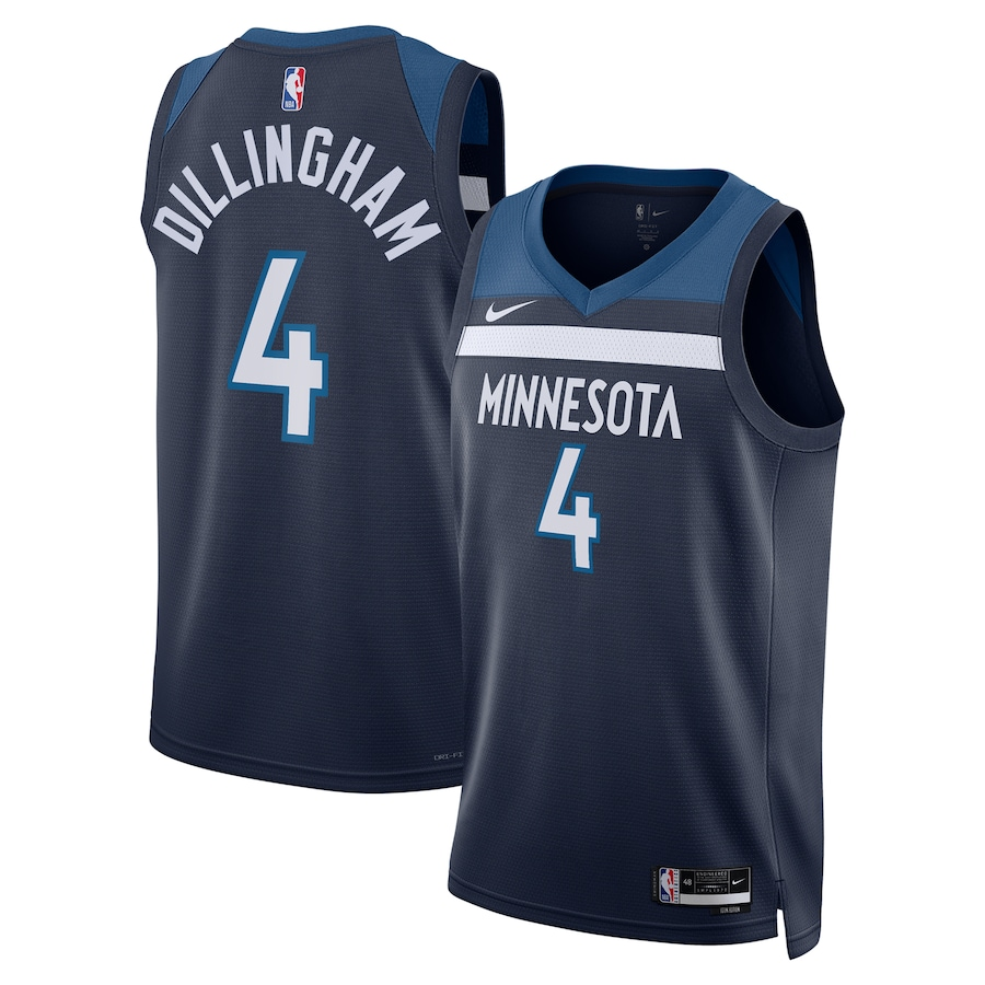 KODYSPORTS Premium Basketball Rob Dillingham Minnesota Timberwolves 2024 Icon Edition Fan Support Team Jersey - Navy