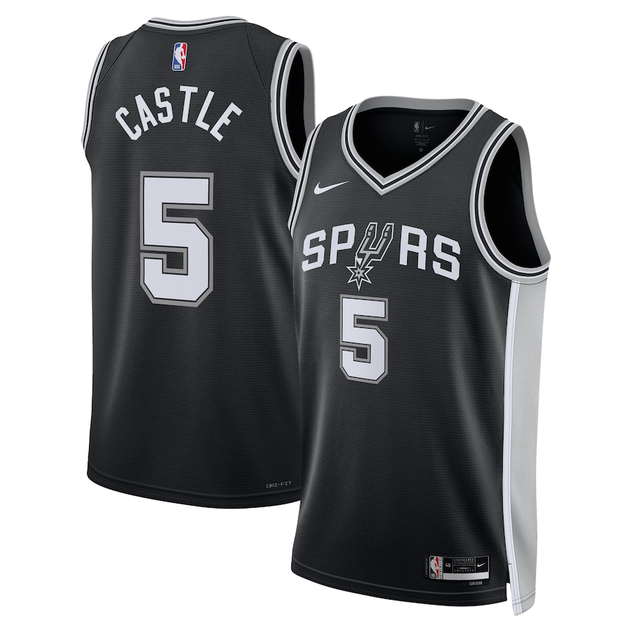 KODYSPORTS Premium Basketball Stephon Castle San Antonio Spurs 2024 Icon Edition Fan Support Team Jersey - Black