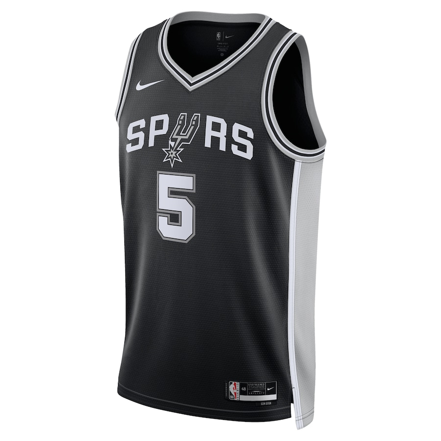 KODYSPORTS Premium Basketball Stephon Castle San Antonio Spurs 2024 Icon Edition Fan Support Team Jersey - Black