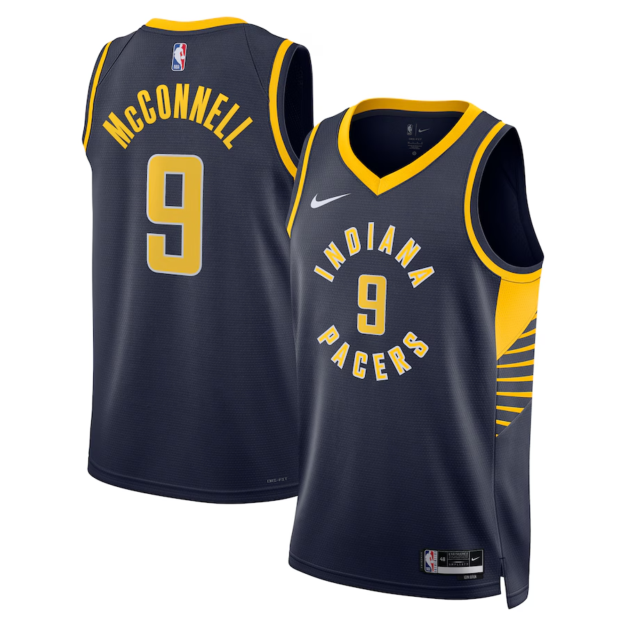 KODYSPORTS Premium Basketball T.J. McConnell Indiana Pacers 2024 Icon Edition Fan Support Team Jersey - Navy