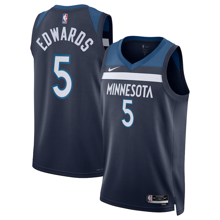 KODYSPORTS Premium Basketball Anthony Edwards Minnesota Timberwolves 2024 Icon Edition Jersey - Navy
